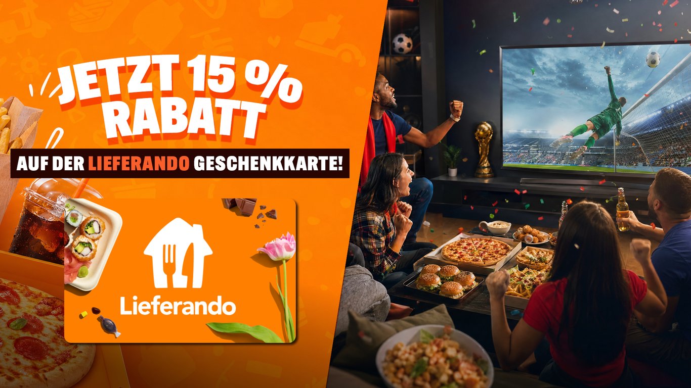 Kein WM-Spiel verpassen? 15 % Rabatt auf den Lieferando Gutschein