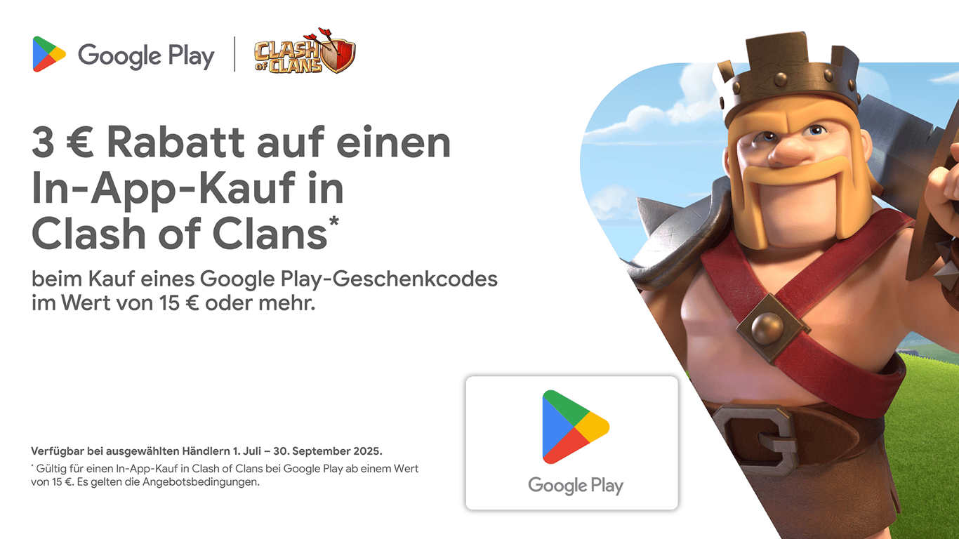 Clash of Clans: exklusiver Rabatt mit Google Play Guthaben