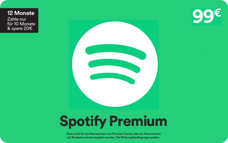 Premium Monate Spotify | 12 KarteDirekt kaufen online
